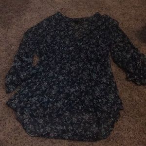 3/4 sleeve sheer floral top